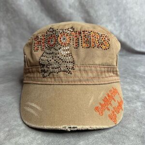 Vintage Hooters Rhinestone Bling Military Cadet Conductor Fitted Cap Hat Women’s